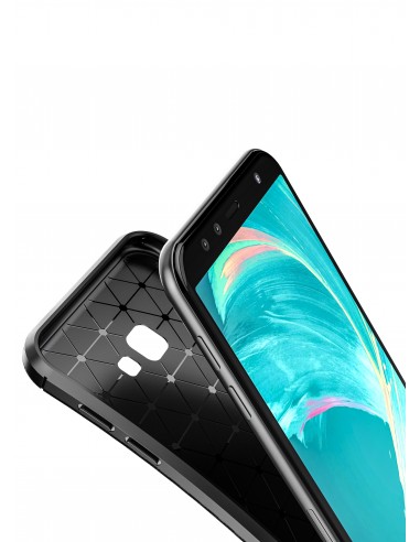 Coque antichoc Galaxy J4 Plus - Style fibre de carbone Noir