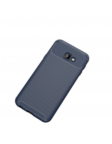 Coque antichoc Galaxy J4 Plus - Style fibre de carbone Bleu foncé