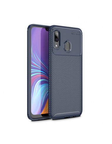 Coque silicone Galaxy A40 - Style fibre de carbone Bleu foncé
