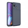 Coque silicone Galaxy A40 - Style fibre de carbone Bleu foncé