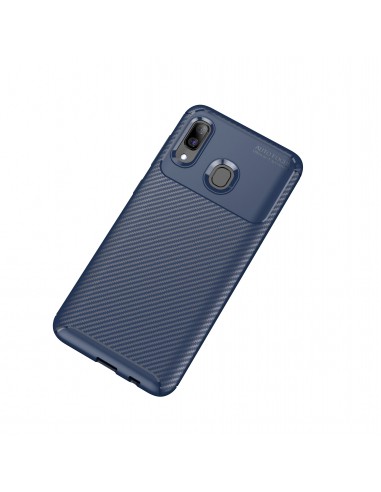 Coque silicone Galaxy A40 - Style fibre de carbone Bleu foncé