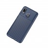 Coque silicone Galaxy A40 - Style fibre de carbone Bleu foncé