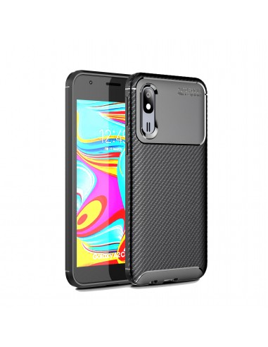 Coque silicone Galaxy A40 - Style fibre de carbone Noir
