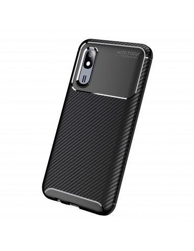 Coque silicone Galaxy A40 - Style fibre de carbone Noir