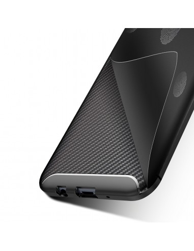 Coque silicone Galaxy A40 - Style fibre de carbone Noir