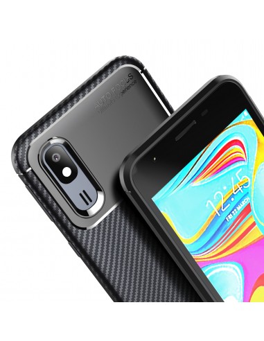 Coque silicone Galaxy A40 - Style fibre de carbone Noir