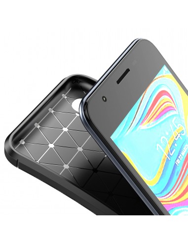 Coque silicone Galaxy A40 - Style fibre de carbone Noir