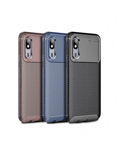 Coque silicone Galaxy A40 - Style fibre de carbone Noir