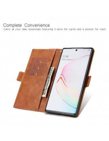 Etui portefeuille Galaxy Note 10 Plus Simili cuir Design Marron