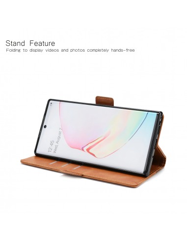 Etui portefeuille Galaxy Note 10 Plus Simili cuir Design Marron