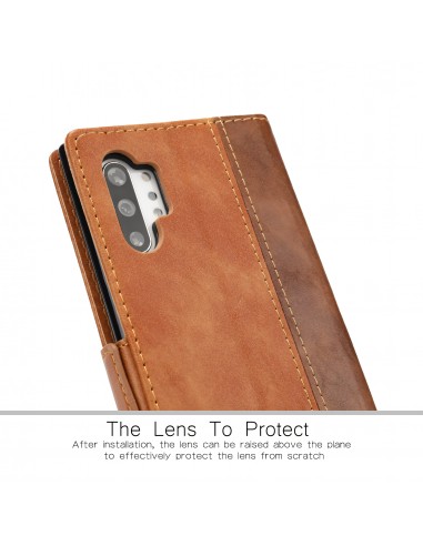 Etui portefeuille Galaxy Note 10 Plus Simili cuir Design Marron