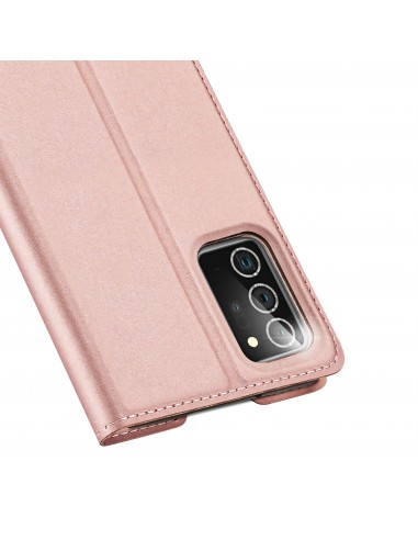 Etui portefeuille Galaxy Note 20 Design Skin Por Dux Ducis Or Rose