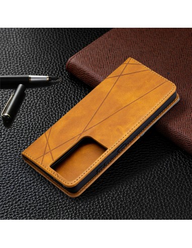 Etui de protection Galaxy S21 Ultra 5G - Style Geometrique Marron clair