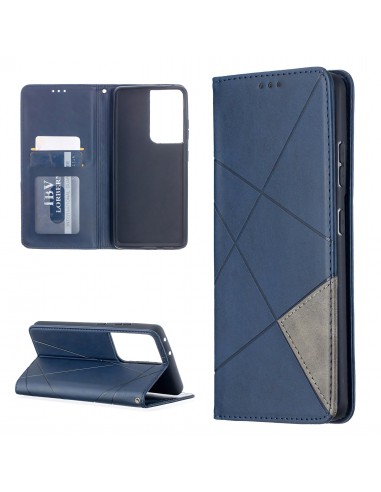 Etui de protection Galaxy S21 Ultra 5G - Style Geometrique Bleu foncé