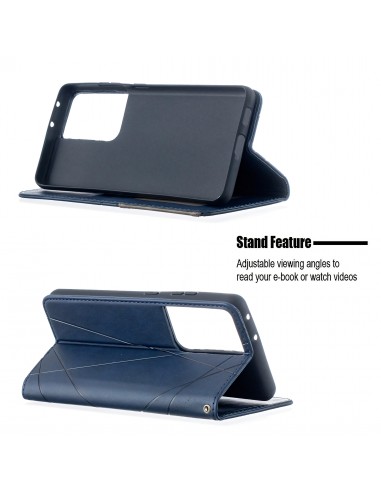 Etui de protection Galaxy S21 Ultra 5G - Style Geometrique Bleu foncé