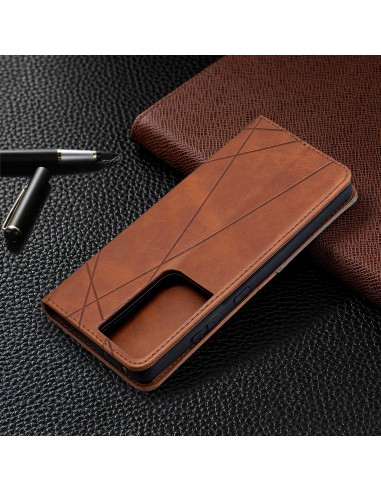 Etui de protection Galaxy S21 Ultra 5G - Style Geometrique Marron