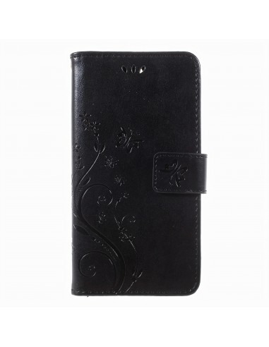 Etui portefeuille Huawei Y5 2017 et Y6 2017 Papillon Noir