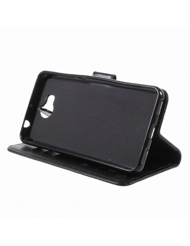 Etui portefeuille Huawei Y5 2017 et Y6 2017 Papillon Noir