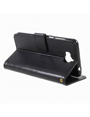 Etui portefeuille Huawei Y5 2017 et Y6 2017 Papillon Noir