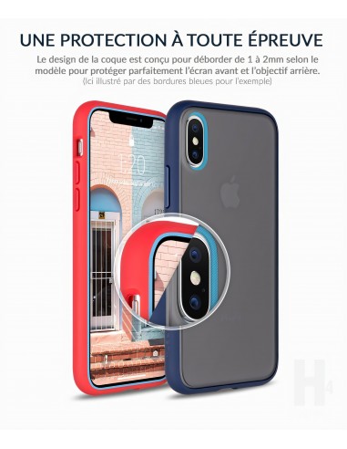 Coque antichoc iPhone 13 Pro Bleu Bi-Matière avec dos fumé