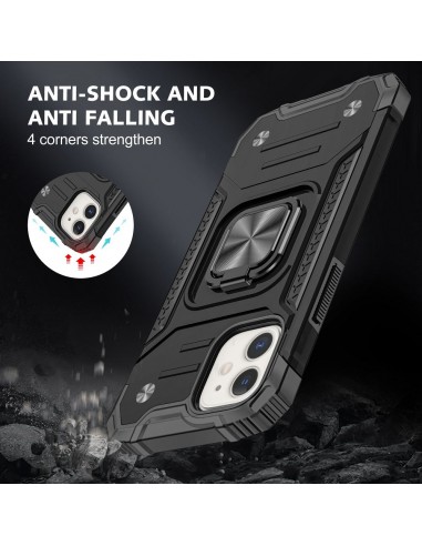 Coque antichocs IPHONE 14 PRO MAX Hybrid avec anneau aimanté NITRO noir