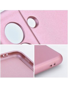 Coque iPhone 14 Style Métal Rose 2