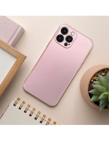 Coque iPhone 14 Style Métal Rose