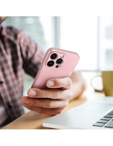 Coque iPhone 14 Style Métal Rose