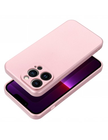 Coque iPhone 14 Style Métal Rose