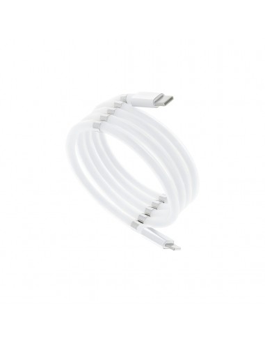 Câble Type C pour iPhone Lightning 8-pin - Fast charge - Power Delivery PD18W enroulement magnetique 3A C673 blanc 1m