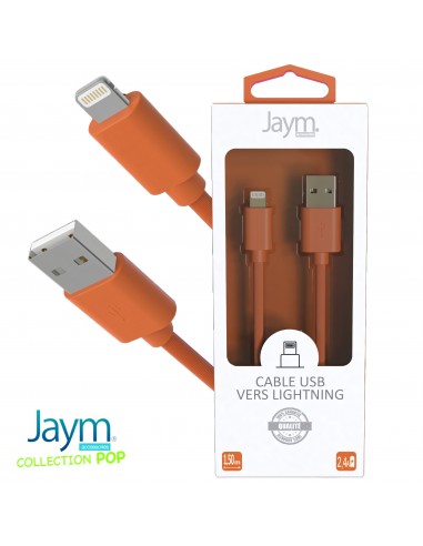 Cable USB vers lightning 1.5M 2.4A Orange - JAYM® COLLECTION POP 