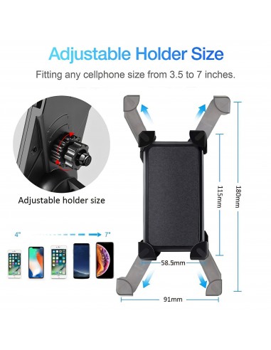 Support vélo universel rotatif pour smartphone toute taille de 3.5" JUSQU'A 7" 