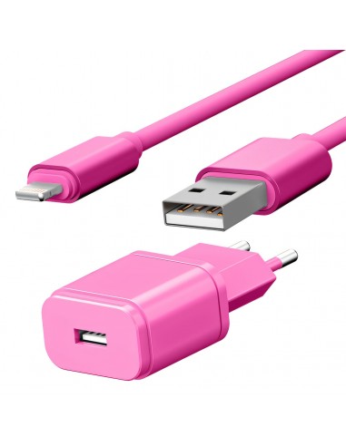 Pack chargeur secteur 1 USB 1A + Cable USB vers lightning 1,7M ROSES - JAYM® COLLECTION POP** 