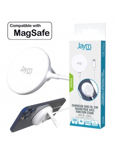Chargeur à induction 15W aimanté Magsafe avec fonction Stand - BLANC - JAYM® 