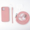 Coque silicone iPhone 13 Pro avec tour de cou Rose - Jaym