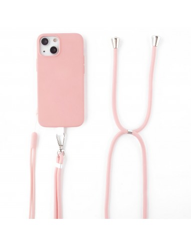 Coque silicone iPhone 13 Pro avec tour de cou Rose - Jaym