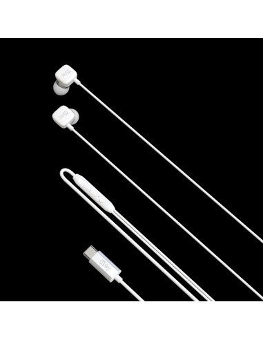 KIT PIETON ECOUTEURS INTRA-AURICULAIRE TYPE-C + TELECOMMANDE + MICRO BLANC - JAYM® 