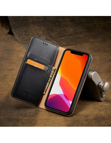 Etui de protection iPhone 8 Plus et 7 Plus - Simili cuir - Avec rangement carte - Noir