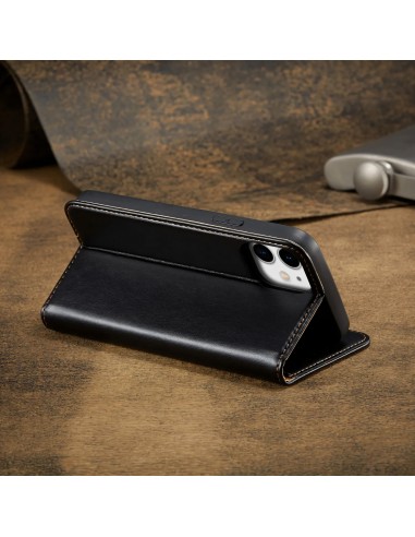 Etui de protection iPhone 8 Plus et 7 Plus - Simili cuir - Avec rangement carte - Noir