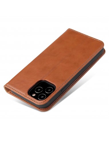 Etui de protection iPhone 8 Plus et 7 Plus - Simili cuir - Avec rangement carte - Marron