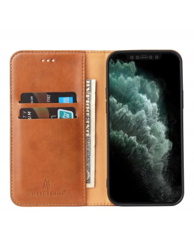 Etui de protection iPhone 8 Plus et 7 Plus - Simili cuir - Avec rangement carte - Marron