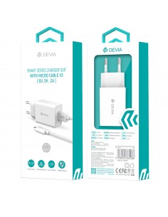 Chargeur secteur avec câble Micro-USB 1m - Devia - Blanc 2