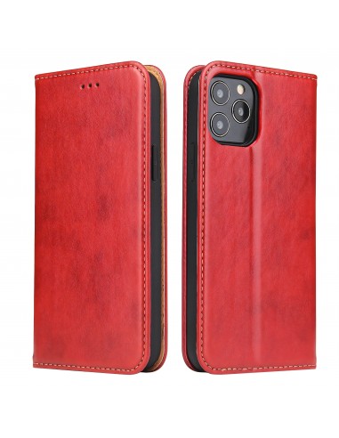 Etui de protection iPhone 14 - Simili cuir - Avec rangement carte - Rouge