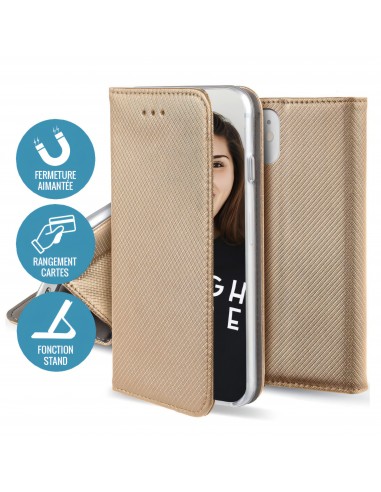 Etui portefeuille iPhone 15 Pro Max Magnétique Or - Jaym