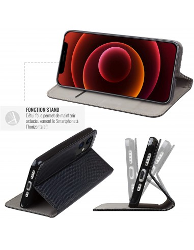 Etui portefeuille iPhone 15 Plus Magnétique Noir - Jaym