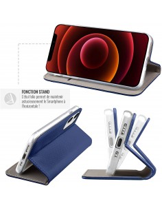 Etui portefeuille iPhone 15 Plus Magnétique Bleu - Jaym 2