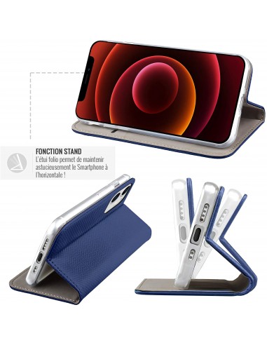 Etui portefeuille iPhone 15 Plus Magnétique Bleu - Jaym