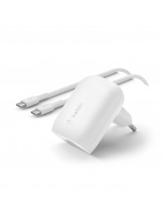 Pack Chargeur secteur Rapide USB-C 30W PD ET PPS avec Cable USB-C vers USB-C 1m BELKIN - Blanc