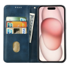 Etui Portefeuille iPhone 15 Plus Simili-cuir avec rangement cartes Bleu