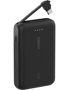 Batterie externe BELKIN 10000 mAh avec câble intégré | BoostCharge | Noir